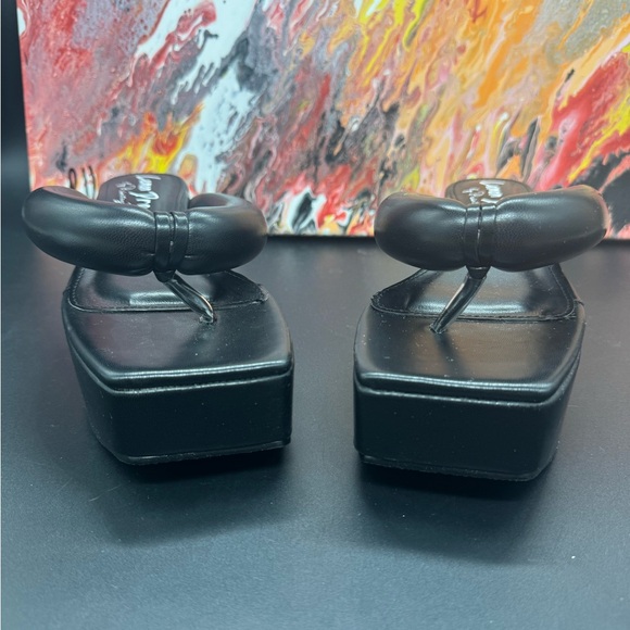 Lemon Drop by Privilege Black Scotia Platform Sandals SZ5.5 - Picture 5 of 9